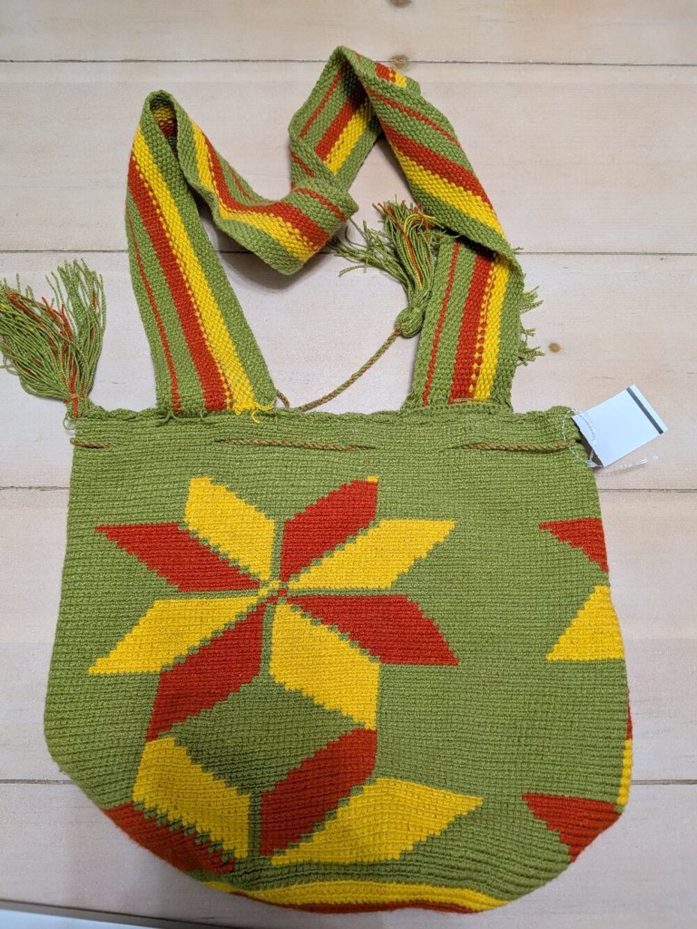 Handmade Wayuu Mochila Shoulder Tote Bag Woven Fringe Boho